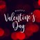 Happy Valentine's Day Celebration Text Over Red Duotone Bokeh Lights Background